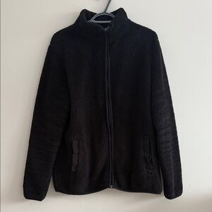 Cozy Black Sherpa Fleece Zip-Up Hoodie